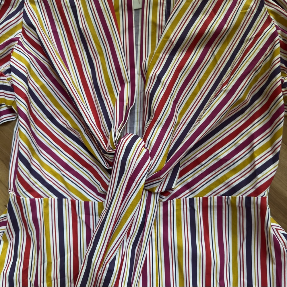 NWT Silvia Tcherassi Roopal midi-dress cotton bow stripe Anthropologie miosotis - Picture 9 of 16